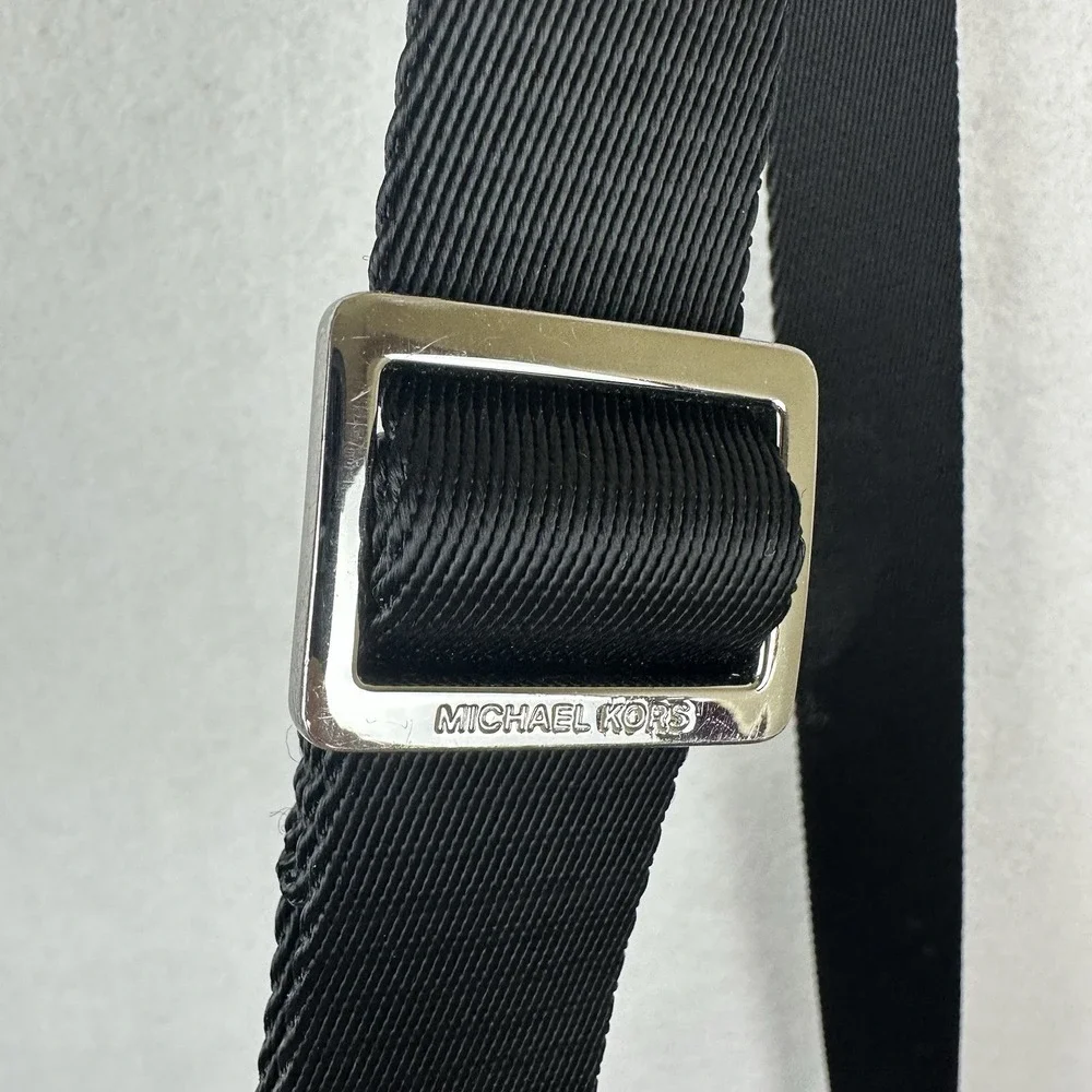 Michael Kors MK Black/White Patent Leather Fulton Crossbody Bag